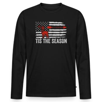 Chasse aux bois de cerf Chasse Saison de chasse - T-shirt manches longues Premium bio Homme - noir - Devant - Nico (187cm)