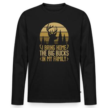 Chasse aux bois de cerf Chasse Saison de chasse - T-shirt manches longues Premium bio Homme - noir - Devant - Nico (187cm)