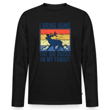 Chasse aux bois de cerf Chasse Saison de chasse - T-shirt manches longues Premium bio Homme - noir - Devant - Nico (187cm)