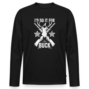 Chasse aux bois de cerf Chasse Saison de chasse - T-shirt manches longues Premium bio Homme - noir - Devant - Nico (187cm)