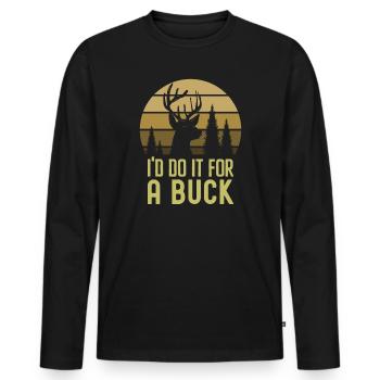 Chasse aux bois de cerf Chasse Saison de chasse - T-shirt manches longues Premium bio Homme - noir - Devant - Nico (187cm)