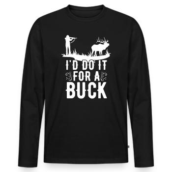 Chasse aux bois de cerf Chasse Saison de chasse - T-shirt manches longues Premium bio Homme - noir - Devant - Nico (187cm)