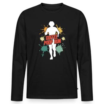 Coffee Poop Run Funny Runner Marathon - T-shirt manches longues Premium bio Homme - noir - Devant - Nico (187cm)