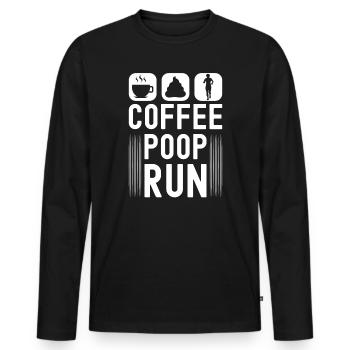 Coffee Poop Run Funny Runner Marathon - T-shirt manches longues Premium bio Homme - noir - Devant - Nico (187cm)