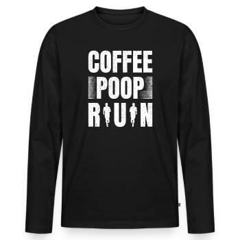 Coffee Poop Run Funny Runner Marathon - T-shirt manches longues Premium bio Homme - noir - Devant - Nico (187cm)