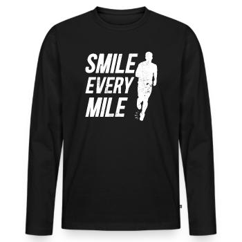 Smile Every Mile Läufer Spruch - Männer Premium Bio Langarmshirt - Schwarz - Vorne - Nico (187cm)