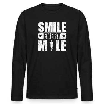 Smile Every Mile - Entraînement à la course Marathon - T-shirt manches longues Premium bio Homme - noir - Devant - Nico (187cm)