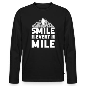 Smile Every Mile - Lauftraining Marathon Running - Männer Premium Bio Langarmshirt - Schwarz - Vorne - Nico (187cm)