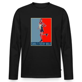 Smile Every Mile - Running Training Marathon Running - Men's Premium Organic Long Sleeve Shirt - black - Front - Nico (187cm)
