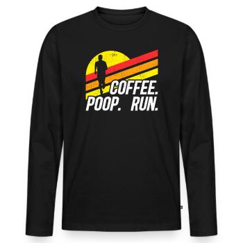 Coffee Poop Run Fun Trail Running Graphics - T-shirt manches longues Premium bio Homme - noir - Devant - Nico (187cm)