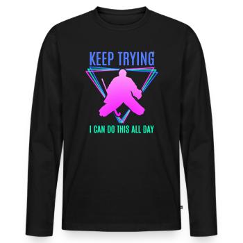 Field Hockey Goalie Hockey Goalie Saying - Men's Premium Organic Long Sleeve Shirt - black - Front - Nico (187cm)