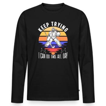Field Hockey Goalie Hockey Goalie Saying - Men's Premium Organic Long Sleeve Shirt - black - Front - Nico (187cm)