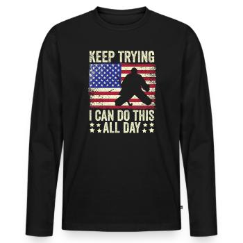 Field Hockey Goalie Hockey Goalie Saying - Men's Premium Organic Long Sleeve Shirt - black - Front - Nico (187cm)