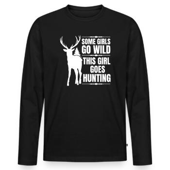 Deer Hunting Huntress Saying Hunting - Men's Premium Organic Long Sleeve Shirt - black - Front - Nico (187cm)