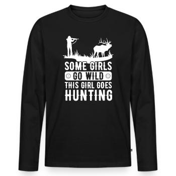 Deer Hunting Huntress Saying Hunting - Men's Premium Organic Long Sleeve Shirt - black - Front - Nico (187cm)