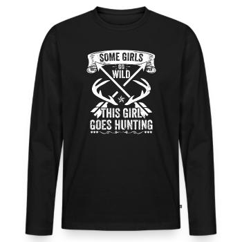 Deer Hunting Huntress Saying Hunting - Men's Premium Organic Long Sleeve Shirt - black - Front - Nico (187cm)
