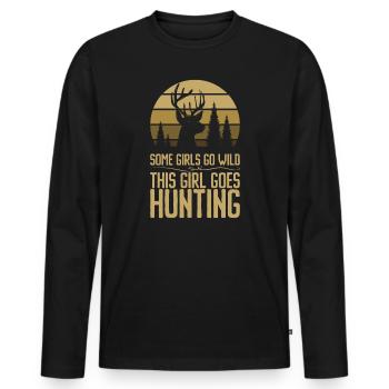 Deer Hunting Huntress Saying Hunting - Men's Premium Organic Long Sleeve Shirt - black - Front - Nico (187cm)