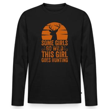 Deer Hunting Huntress Saying Hunting - Men's Premium Organic Long Sleeve Shirt - black - Front - Nico (187cm)