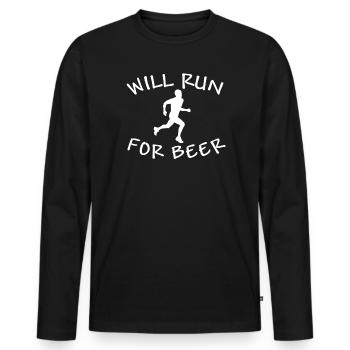 Will Run For Beer Funny Runners - Men's Premium Organic Long Sleeve Shirt - black - Front - Nico (187cm)