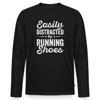 Distrait par les chaussures de course - Runner Laufen Runner - T-shirt manches longues Premium bio Homme - noir - Devant - Nico (187cm)