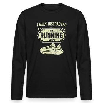 Distracted by Running Shoes - Runner Laufen Runner - Men's Premium Organic Long Sleeve Shirt - black - Front - Nico (187cm)