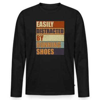 Abgelenkt durch Laufschuhe - Läufer Laufen Runner - Männer Premium Bio Langarmshirt - Schwarz - Vorne - Nico (187cm)