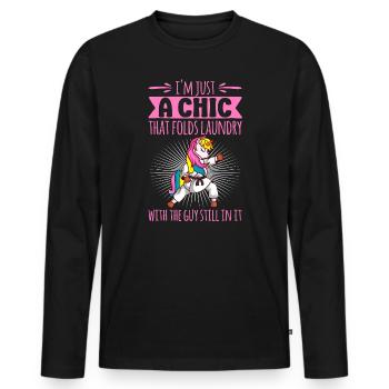 Funny Brazilian Jiu Jitsu Quote BJJ Women - Men's Premium Organic Long Sleeve Shirt - black - Front - Nico (187cm)