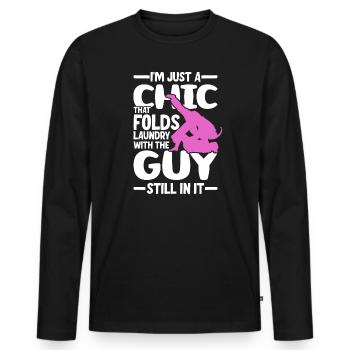 Funny Brazilian Jiu Jitsu Quote BJJ Women - Men's Premium Organic Long Sleeve Shirt - black - Front - Nico (187cm)