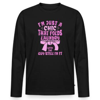 Funny Brazilian Jiu Jitsu Quote BJJ Women - Men's Premium Organic Long Sleeve Shirt - black - Front - Nico (187cm)