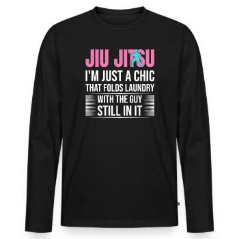 Funny Brazilian Jiu Jitsu Quote BJJ Women - Men's Premium Organic Long Sleeve Shirt - black - Front - Nico (187cm)