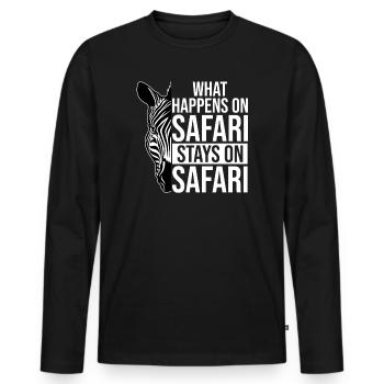 What happens on Safari stays on Safari Africa - Men's Premium Organic Long Sleeve Shirt - black - Front - Nico (187cm)