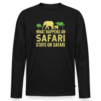 What happens on Safari stays on Safari Africa - Men's Premium Organic Long Sleeve Shirt - black - Front - Nico (187cm)