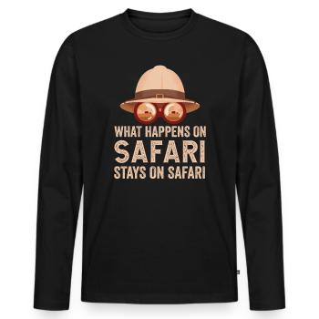Ce qui se passe sur Safari reste sur Safari - T-shirt manches longues Premium bio Homme - noir - Devant - Nico (187cm)