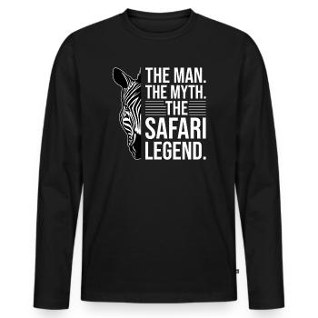 Africa Safari Man Myth The Safari Legend - Men's Premium Organic Long Sleeve Shirt - black - Front - Nico (187cm)