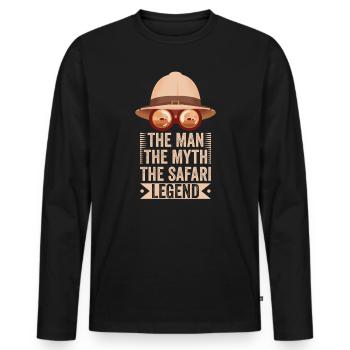 Africa Safari Man Myth The Safari Legend - Men's Premium Organic Long Sleeve Shirt - black - Front - Nico (187cm)