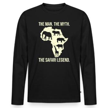 Africa Safari Man Myth The Safari Legend - Men's Premium Organic Long Sleeve Shirt - black - Front - Nico (187cm)