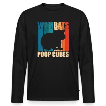 Drôle de dicton wombat australien - T-shirt manches longues Premium bio Homme - noir - Devant - Nico (187cm)