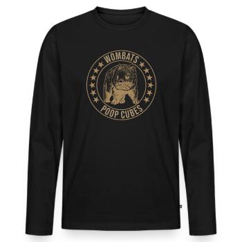 Drôle de dicton wombat australien - T-shirt manches longues Premium bio Homme - noir - Devant - Nico (187cm)