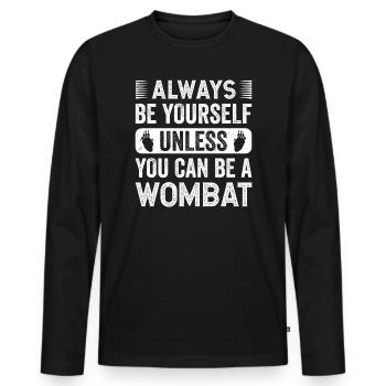 Drôle de dicton wombat australien - T-shirt manches longues Premium bio Homme - noir - Devant - Nico (187cm)