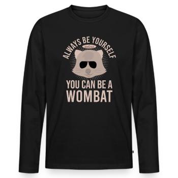 Drôle de dicton wombat australien - T-shirt manches longues Premium bio Homme - noir - Devant - Nico (187cm)