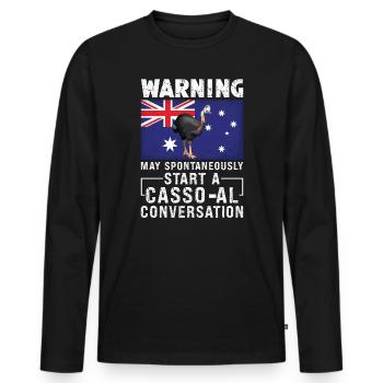 Casoars Retro Cassowary Bird Vintage - T-shirt manches longues Premium bio Homme - noir - Devant - Nico (187cm)