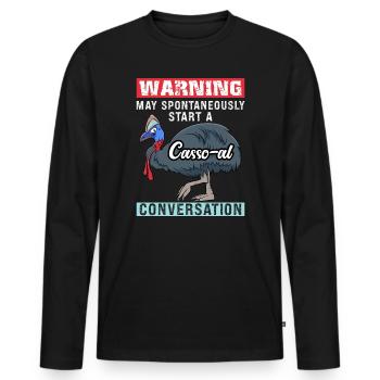 Retro Cassowary Bird Vintage Cassowaries - Men's Premium Organic Long Sleeve Shirt - black - Front - Nico (187cm)