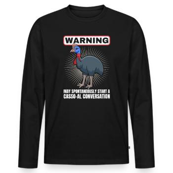 Retro Cassowary Bird Vintage Cassowaries - Men's Premium Organic Long Sleeve Shirt - black - Front - Nico (187cm)