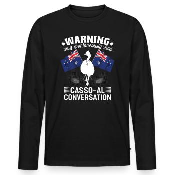 Casoars Retro Cassowary Bird Vintage - T-shirt manches longues Premium bio Homme - noir - Devant - Nico (187cm)