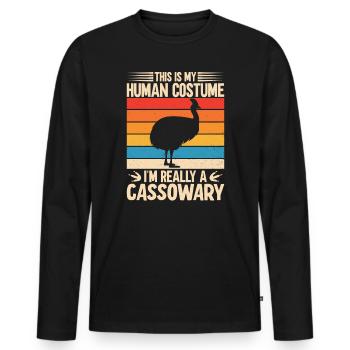 Retro Cassowary Bird Vintage Cassowaries - Men's Premium Organic Long Sleeve Shirt - black - Front - Nico (187cm)