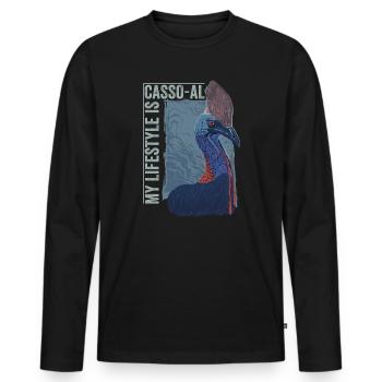 Retro Cassowary Bird Vintage Cassowaries - Men's Premium Organic Long Sleeve Shirt - black - Front - Nico (187cm)