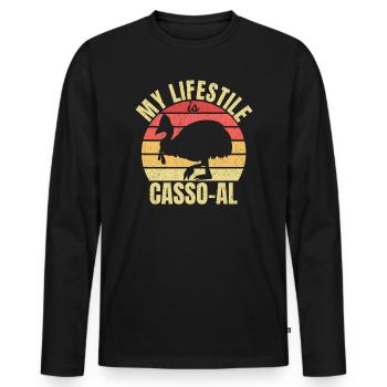 Retro Cassowary Bird Vintage Cassowaries - Men's Premium Organic Long Sleeve Shirt - black - Front - Nico (187cm)