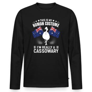 Casoars Retro Cassowary Bird Vintage - T-shirt manches longues Premium bio Homme - noir - Devant - Nico (187cm)