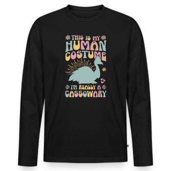 Casoars Retro Cassowary Bird Vintage - T-shirt manches longues Premium bio Homme - noir - Devant - Nico (187cm)