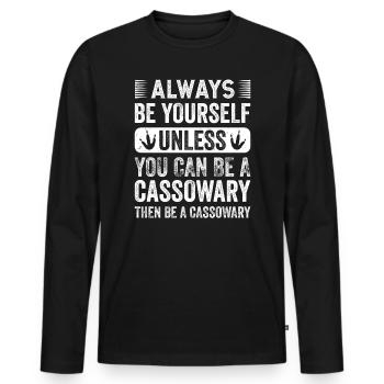 Retro Cassowary Bird Vintage Cassowaries - Men's Premium Organic Long Sleeve Shirt - black - Front - Nico (187cm)